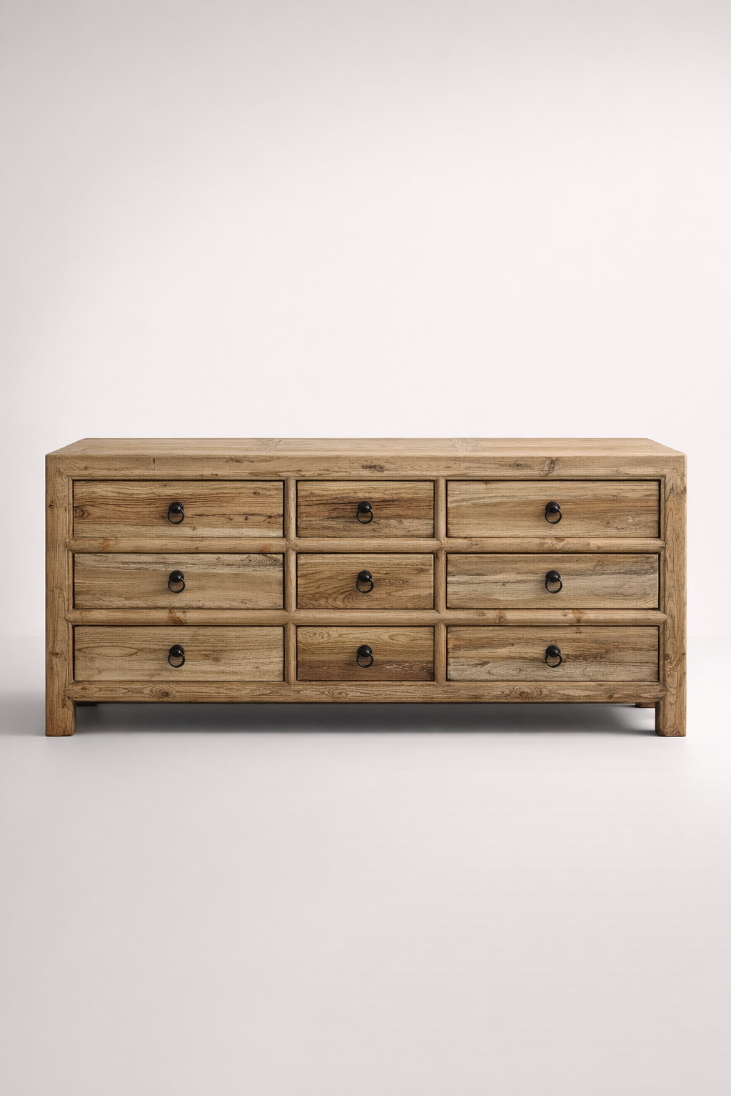 Large Natural Wood 9 Drawer Buffet
