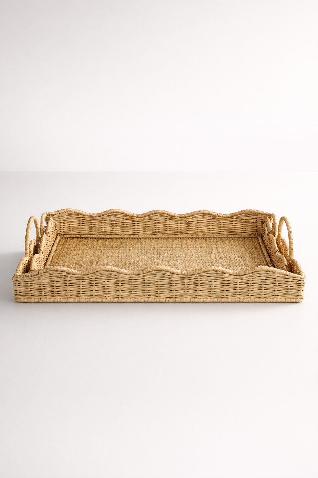 S/2 Large Oblong Scallop Cane Trays