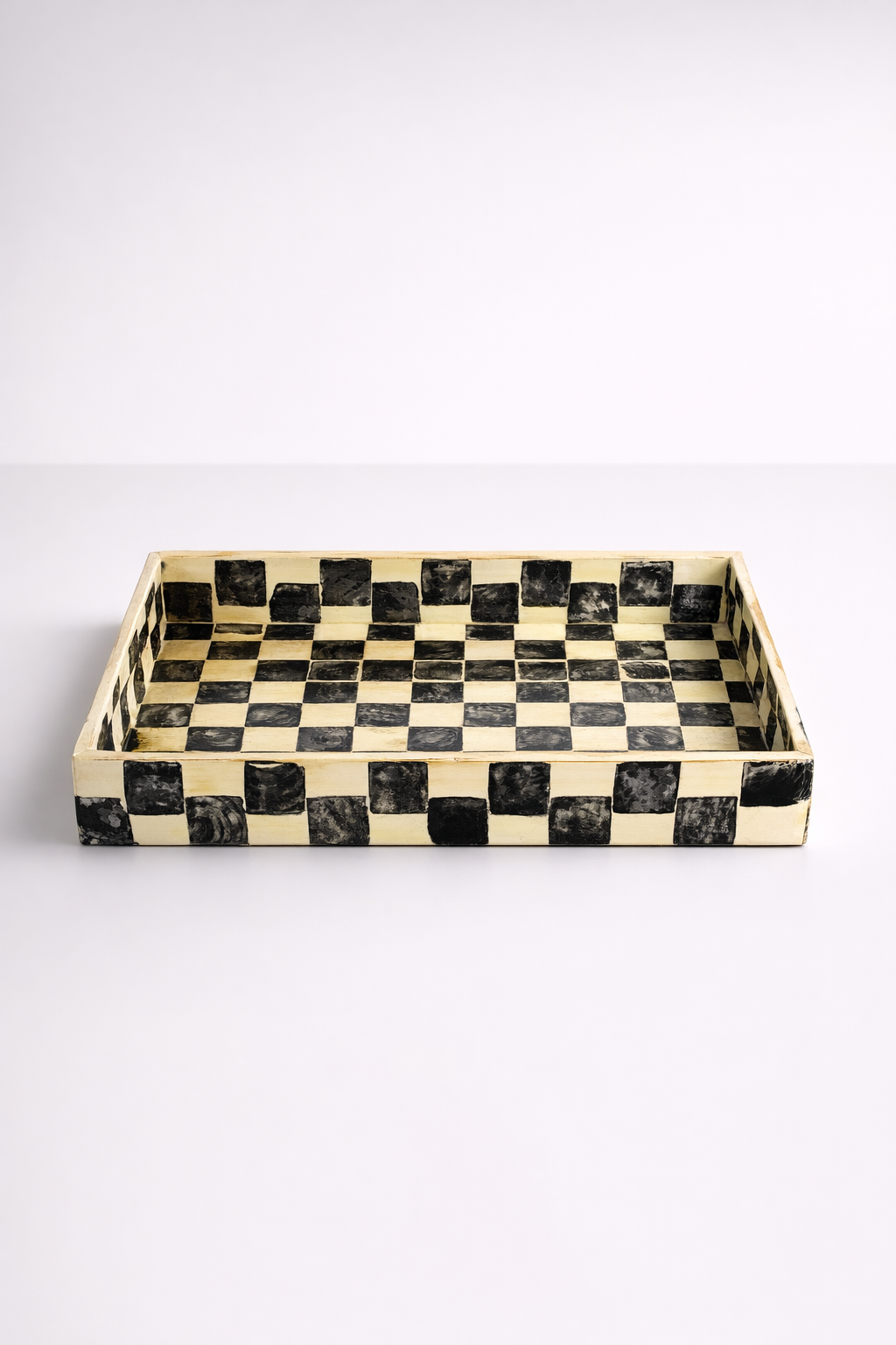 Rectangular Black & White Inlayed Capiz Tray