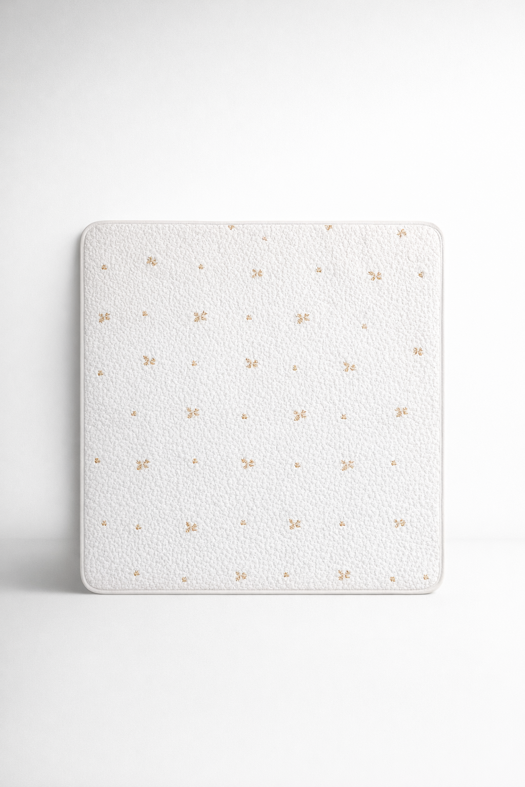White With Beige Embroidery Quilt