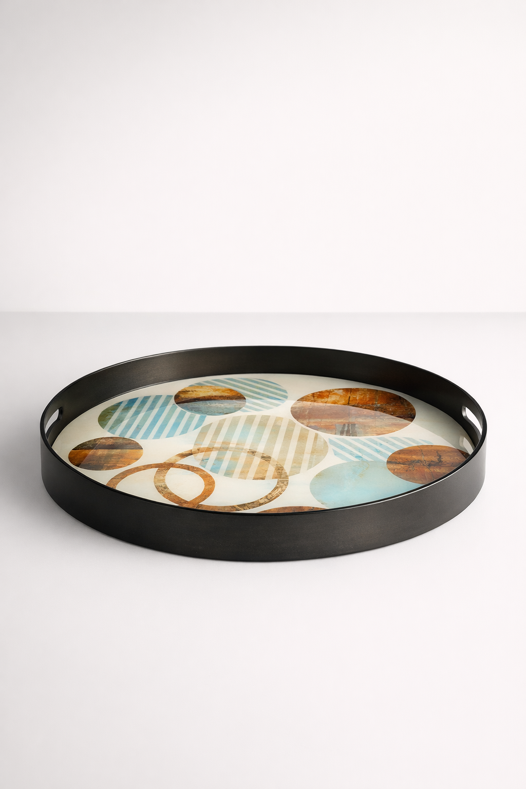 Extra Large Aqua & Gold Circle Tray