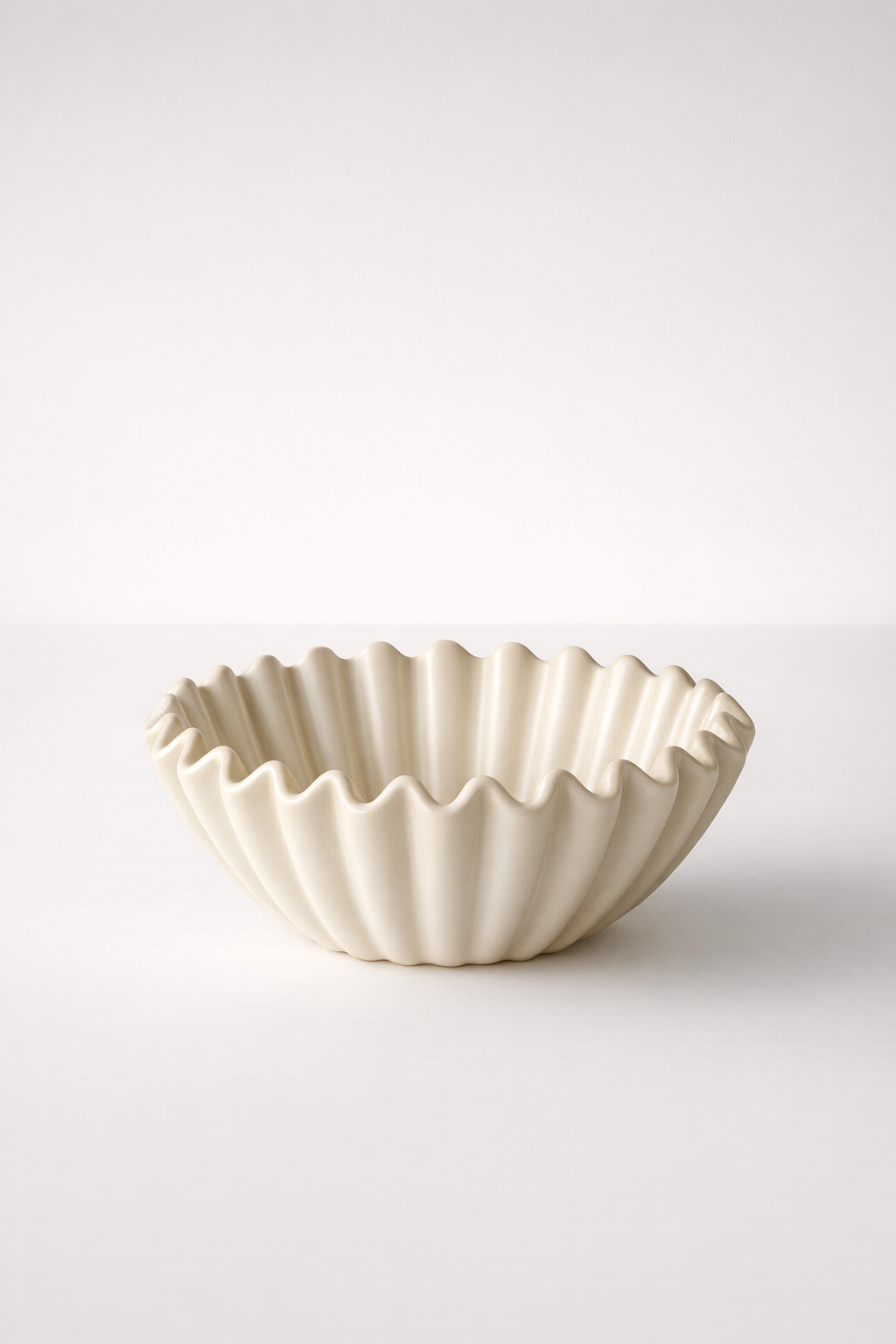 Small Off White Fluted Ceramic Bowl
