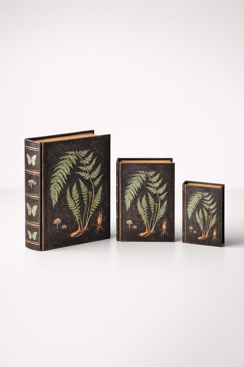 Set Of 3 Fern Black Boxes