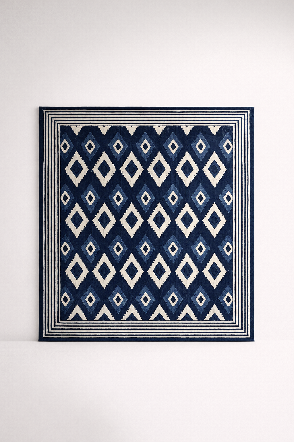 Navy & White Diamond Table Cloth