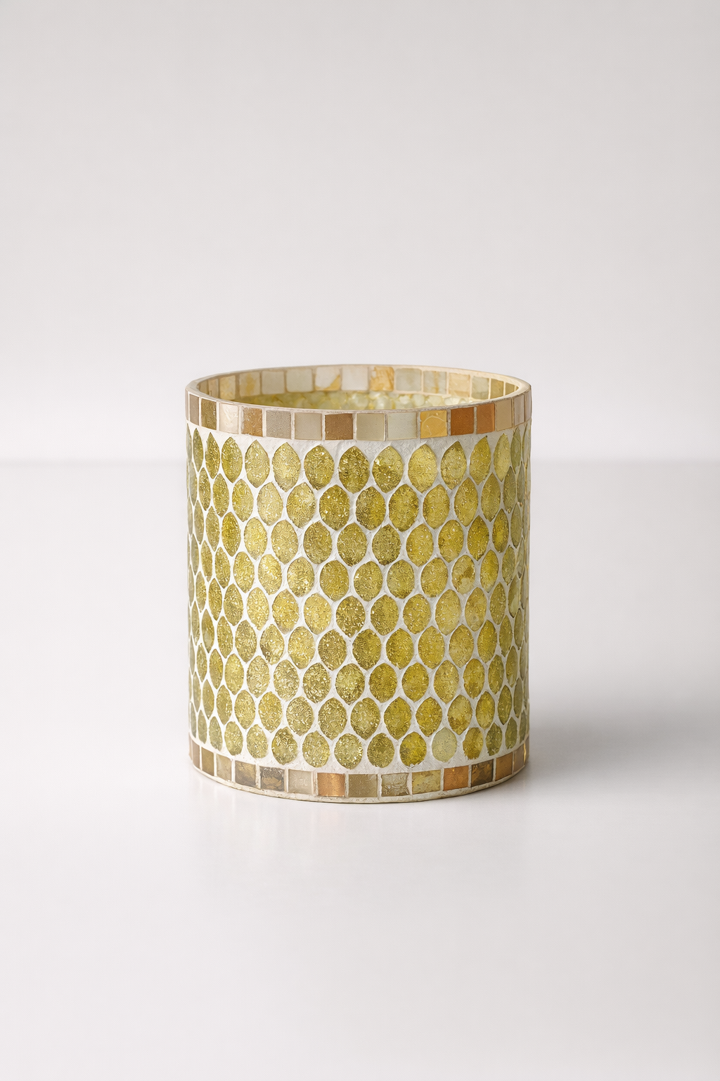 Yellow Glass Mosaic Candle Holder