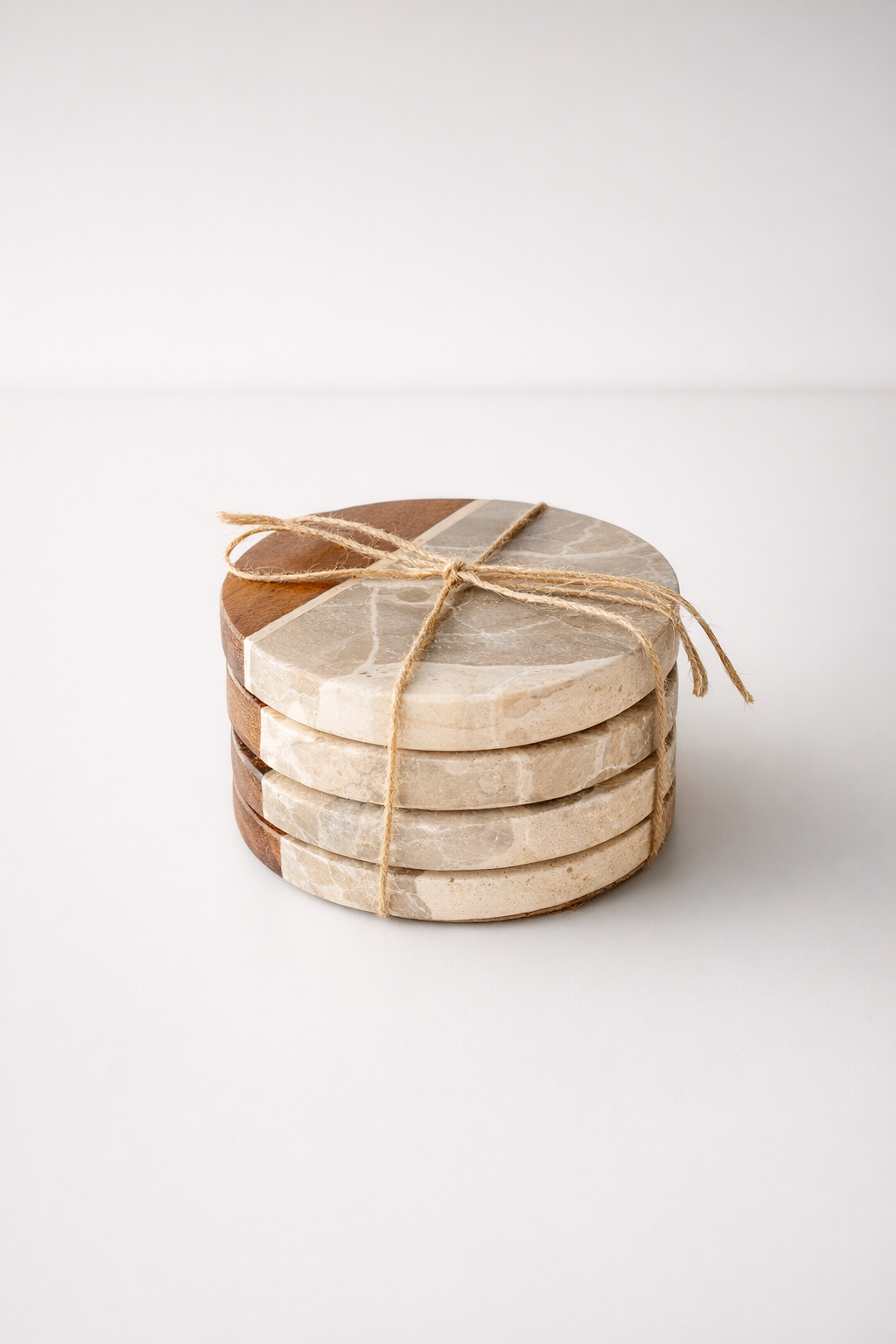 Set of 4 Beige Marble Coasters