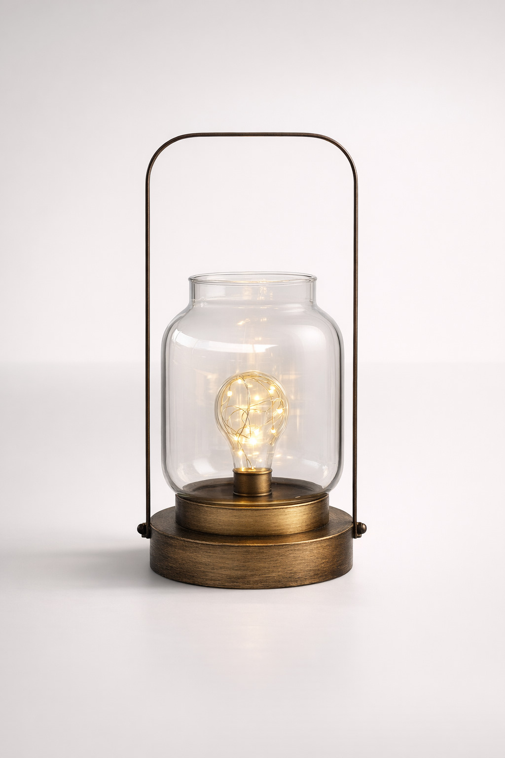 Led Battery Operated Glass Metal Lantern