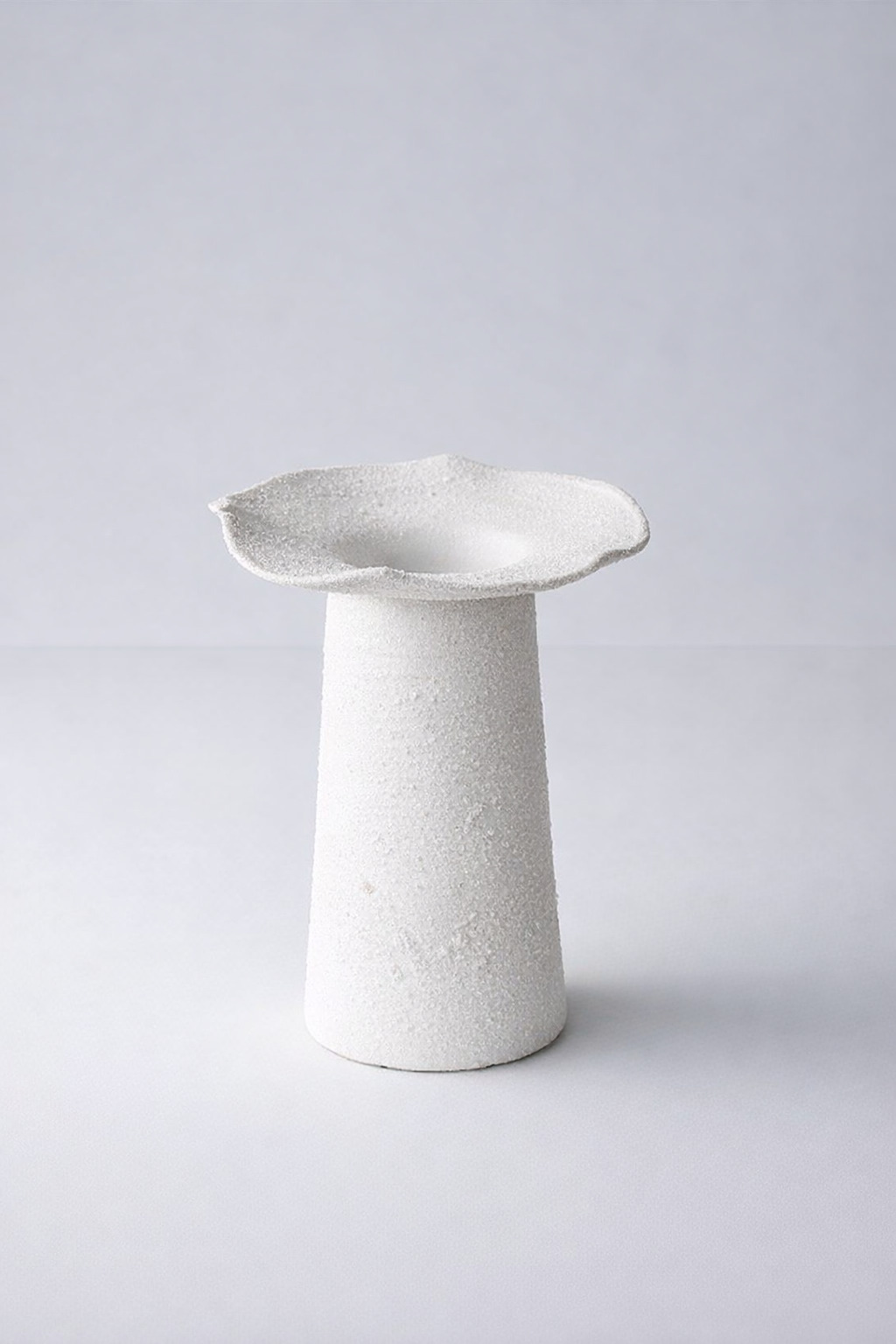 White Ceramic Vase With Fluted Top