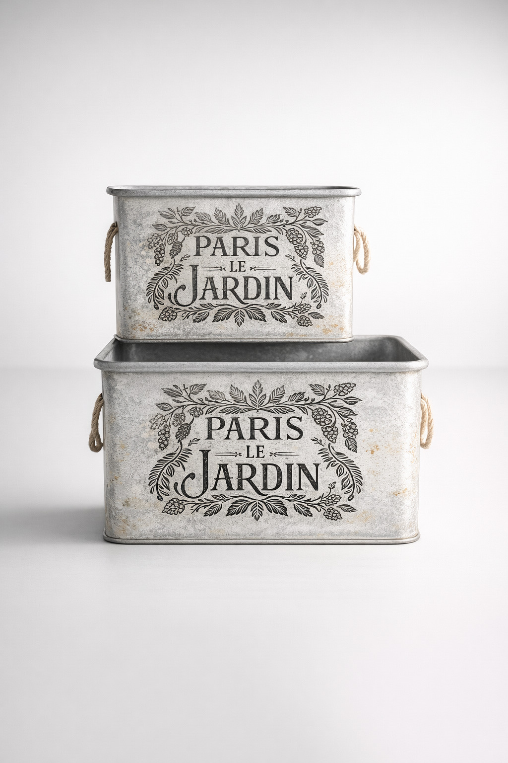 Set Of 2 Large Metal Planters