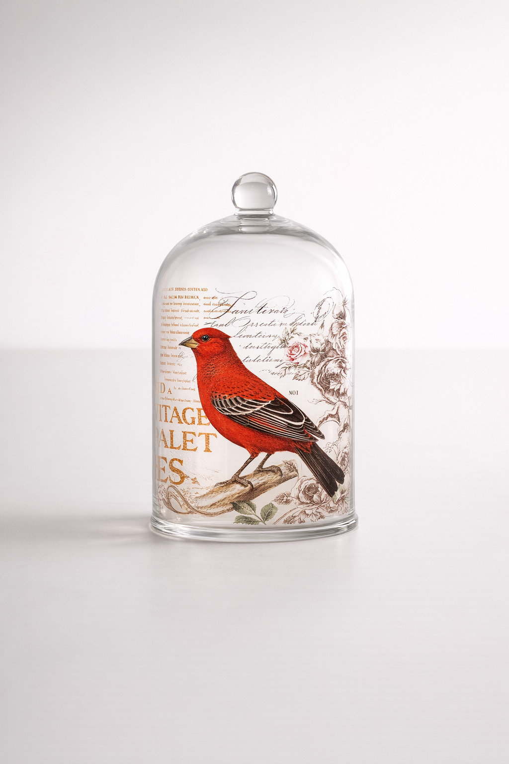Red Bird Glass Dome