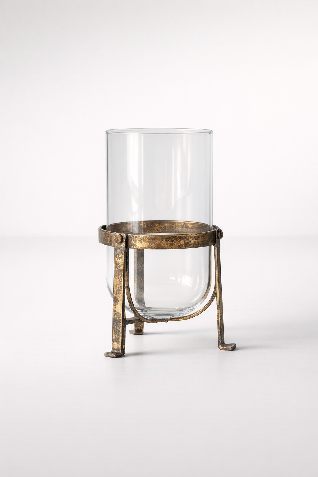 Fat Glass Vase On Metal Stand