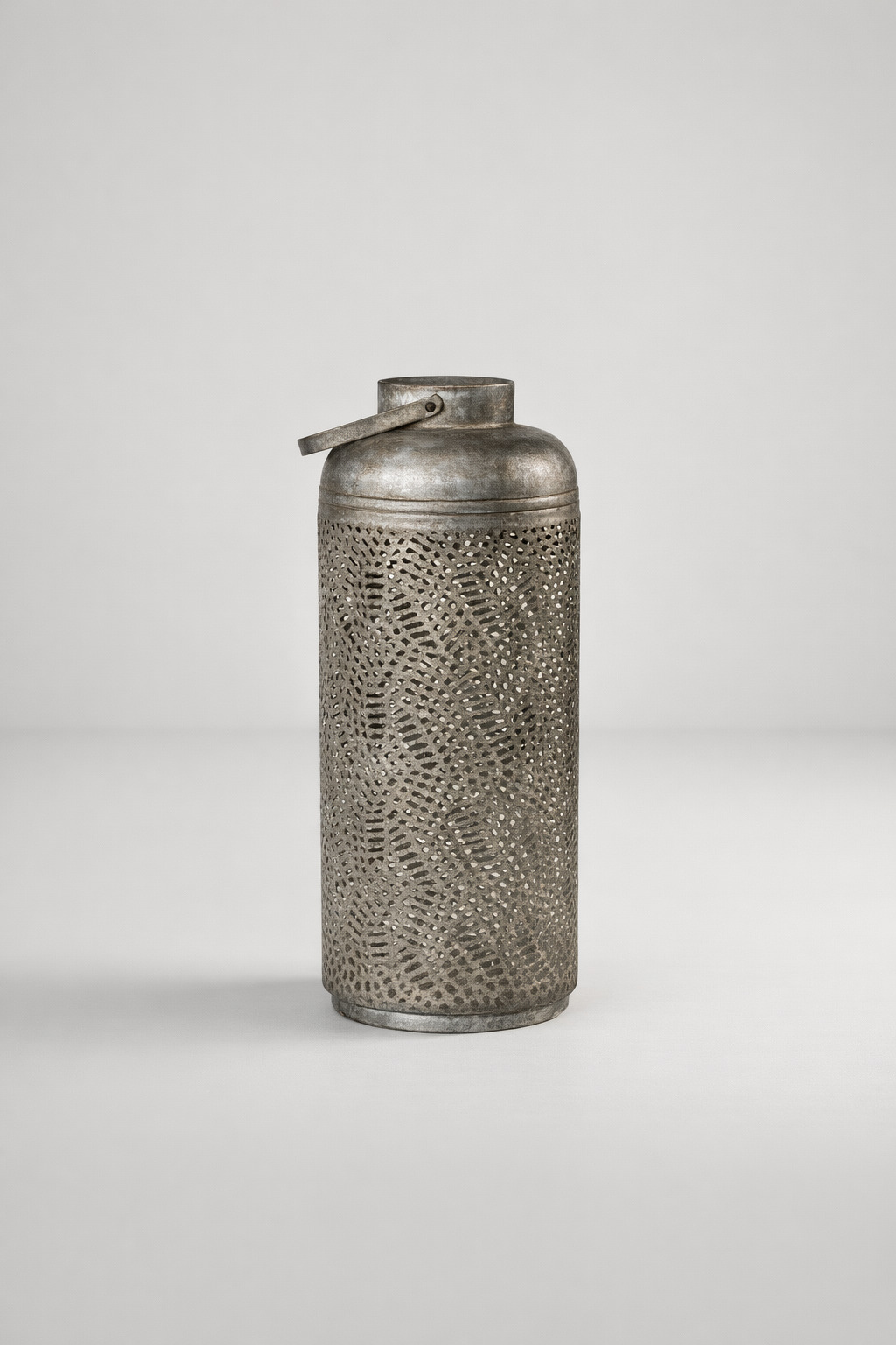 Large Tall Black Silver Metal Lantern