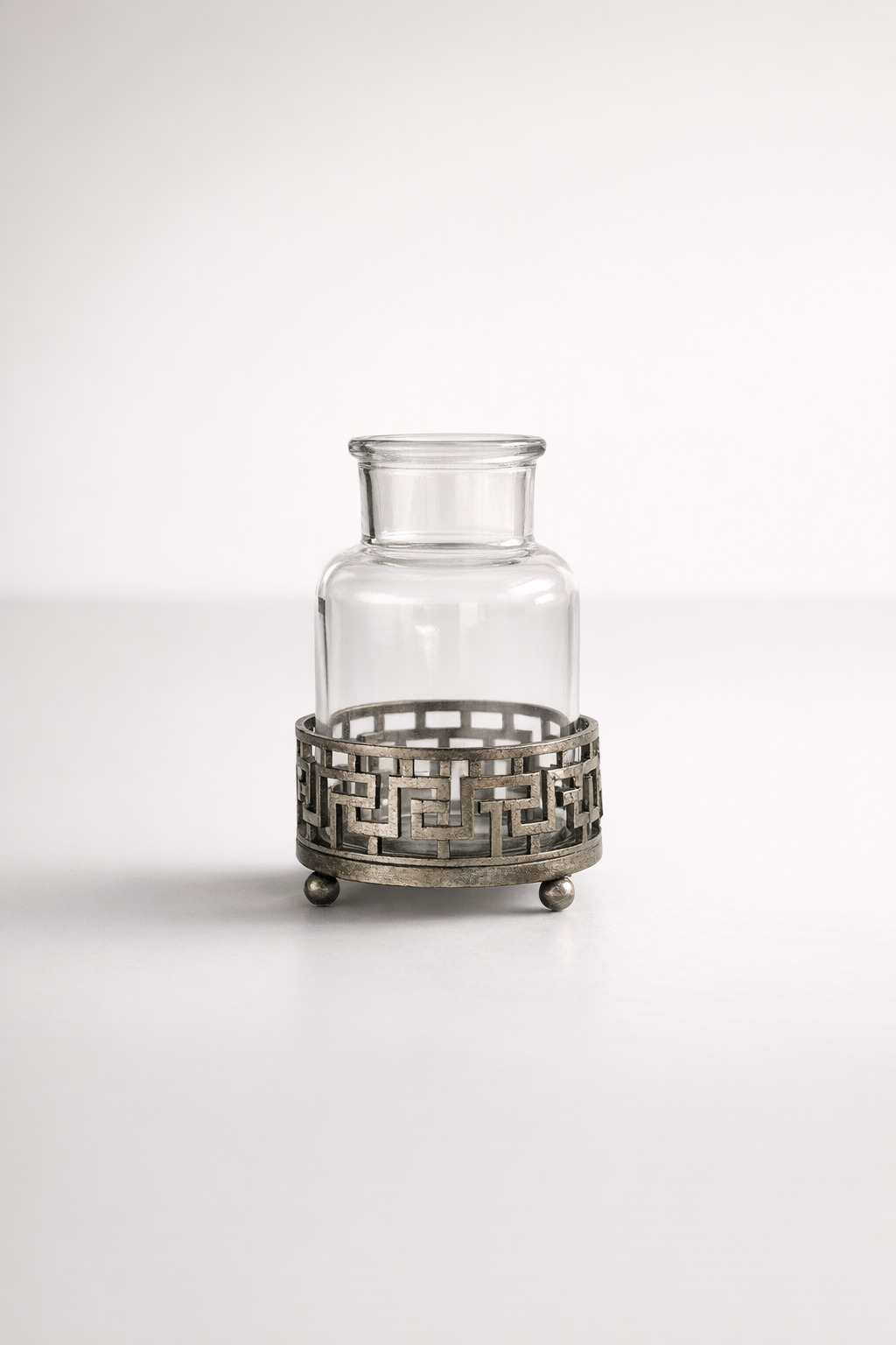 Glass Bottle Tealight Geometric Stand