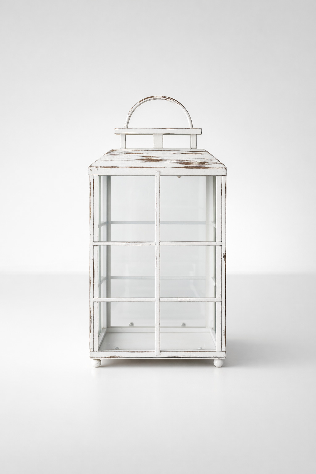 White Metal & Glass Lantern