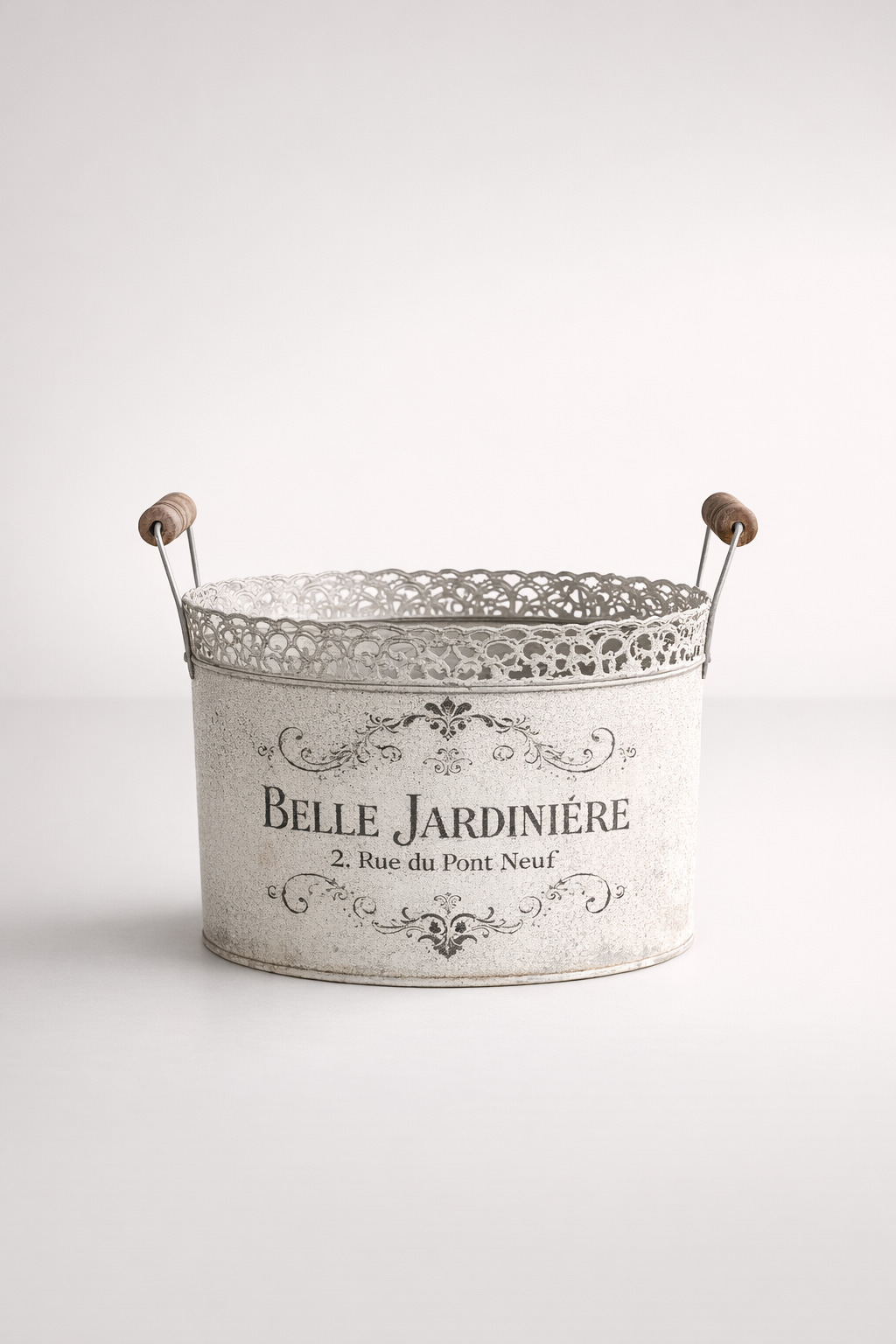 Set Of 3 Oval Filigree Metal Planters